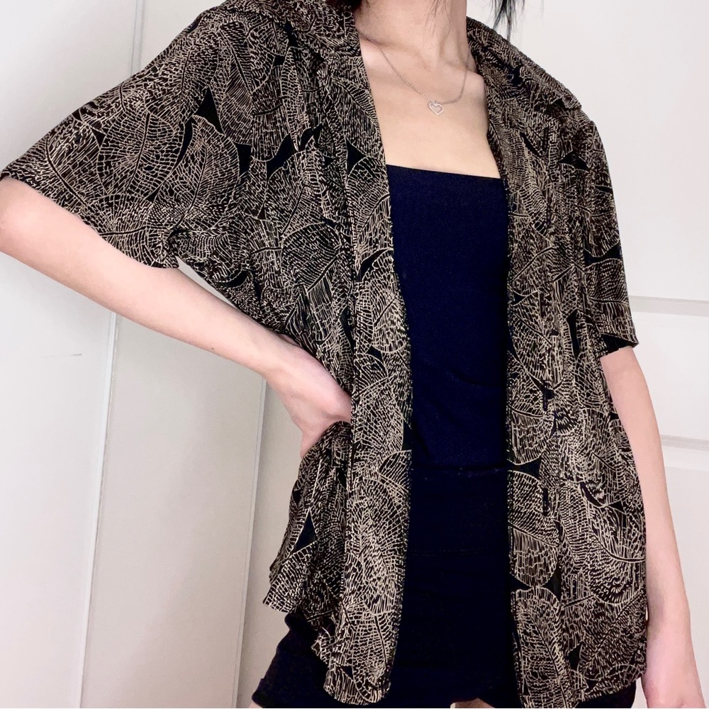 80s Vintage Tradition Ribbed Gold & Black Button Up